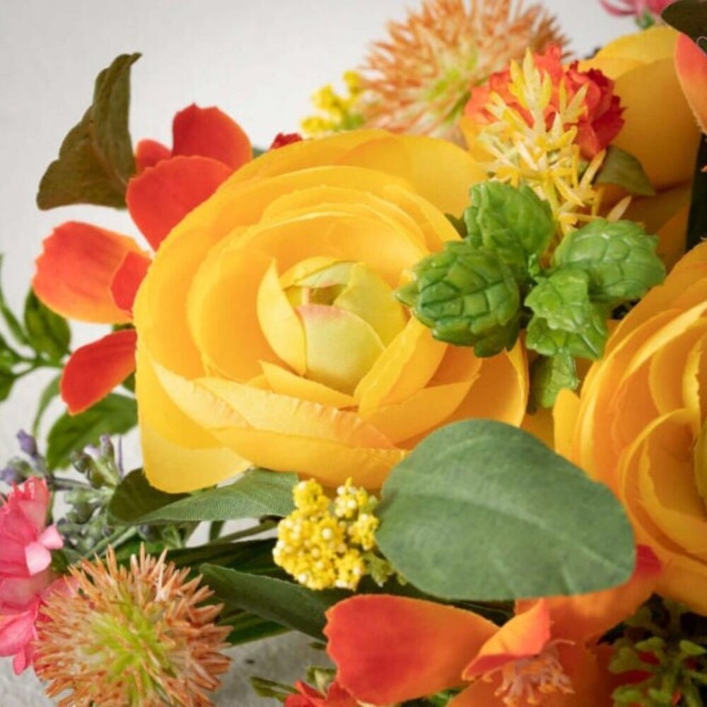 Orange and Yellow flower bouquet, Spring flower stem, home decor, spring flower